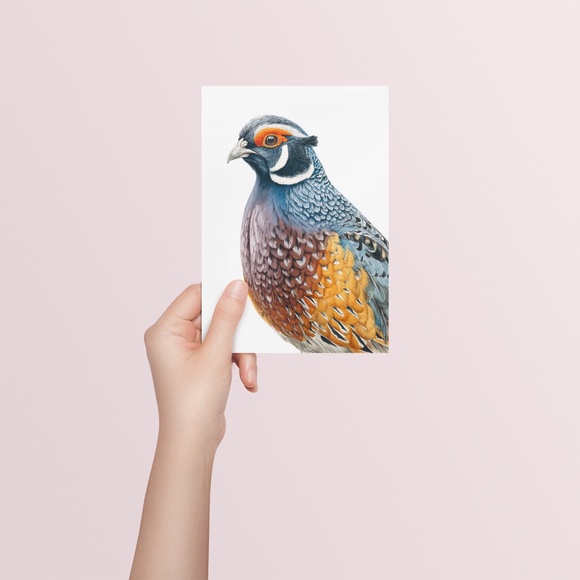 Watercolor Quail Wall Art Print, Unframed - Vibrant Nature-Inspired Home Decor - Picture 5 of 6